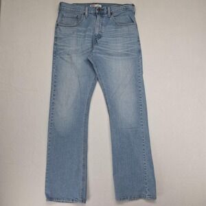 Levis Signature Jeans Mens 34x32‎ Blue Light Wash Bootcut Stretch Denim Workwear